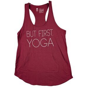 Peaceful Warrior‎ Tank Top But First Yoga Workout Graphic Boho Stretch Women's L